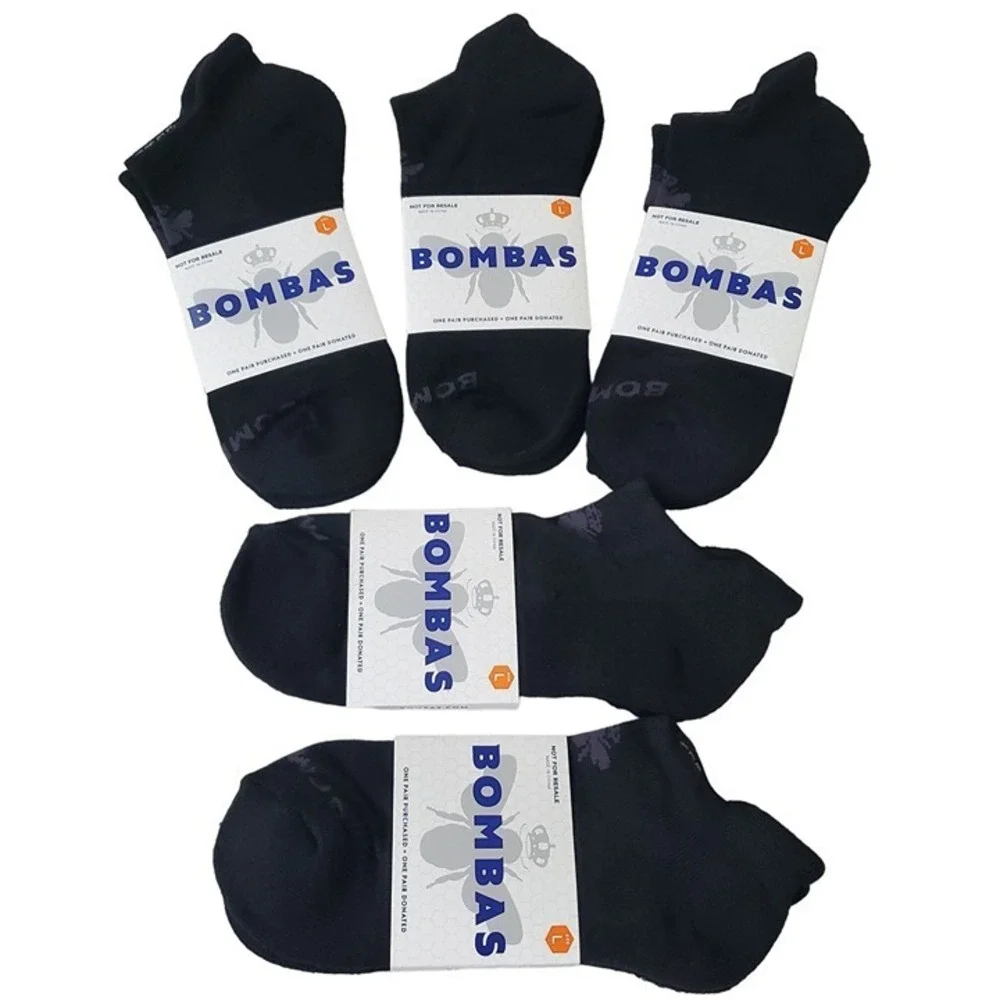 Bombas ankle socks tech ankle 5 pairs women/men sz large honeycomb cushion black